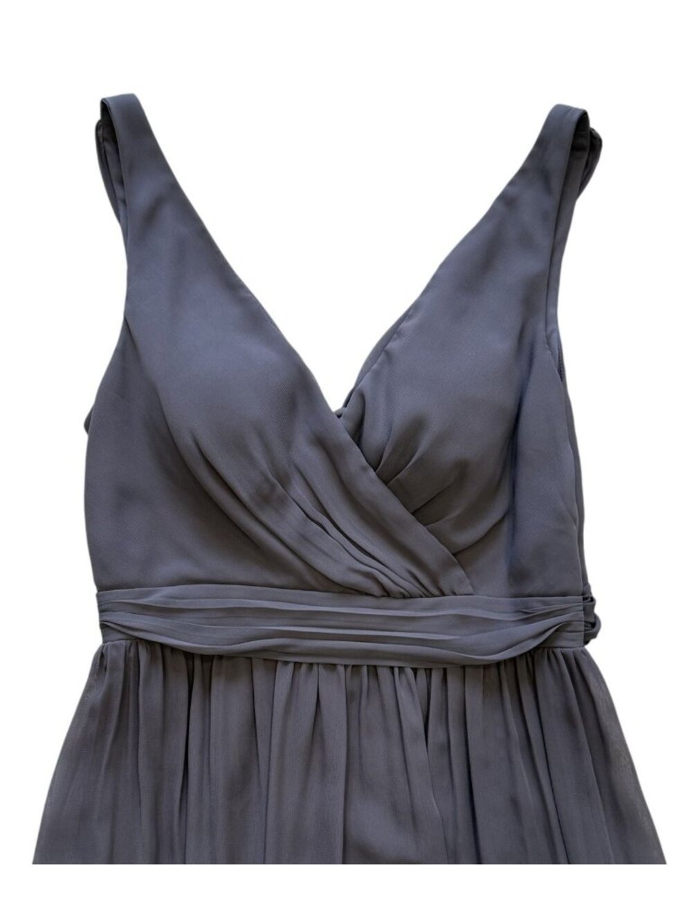 Adrianna Papell Sleeveless Drape Back Gray Maxi Dress Empire Waist V-Neck NWT - Picture 2 of 8